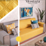 Protector de sillón, protectos de sillones color amarillo mostaza con gris. Decoración de hogar Costa Rica